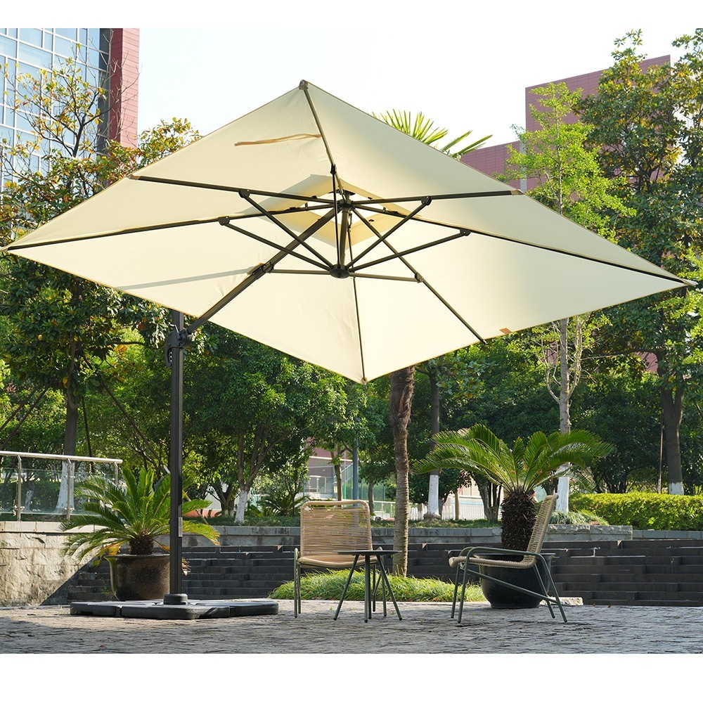 【国内即日発送】直径300cm 30+UPF紫外線 対策角度調整 2層 アルミ製 専用ベース付き パラソル ガーデンパラソル 風に強い 長方形 大型 ビーチパラソル ガーデニング 庭 キャンプ 日傘