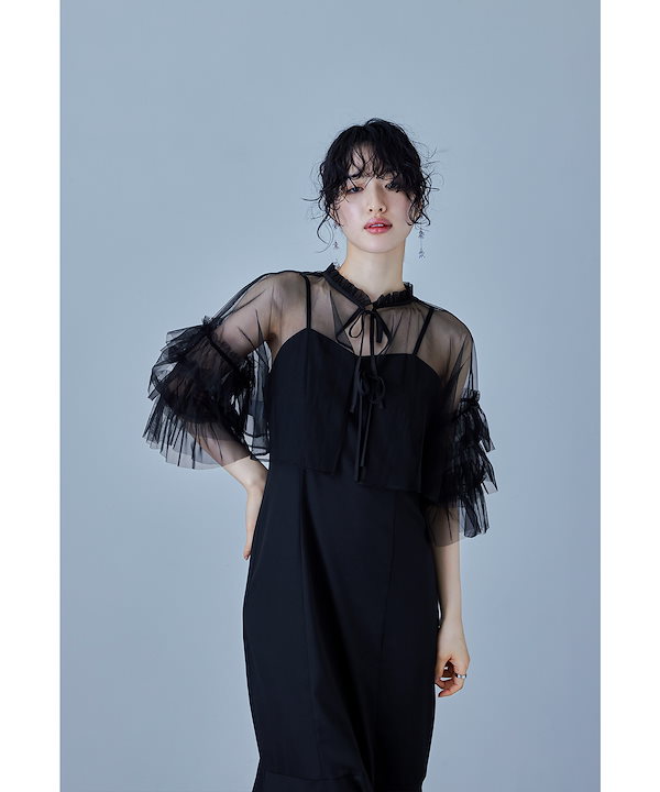 【新品】niana リボンチュールボレロセットドレス niana ドレス 「低身長用サイズあり」リボンチュールボレロ