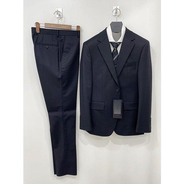 面接用スーツ 礼服 メンズ ウール混紡 3シーズン ベーシック ソリッド ネイビー カラー スーツ 洋服セット_JK