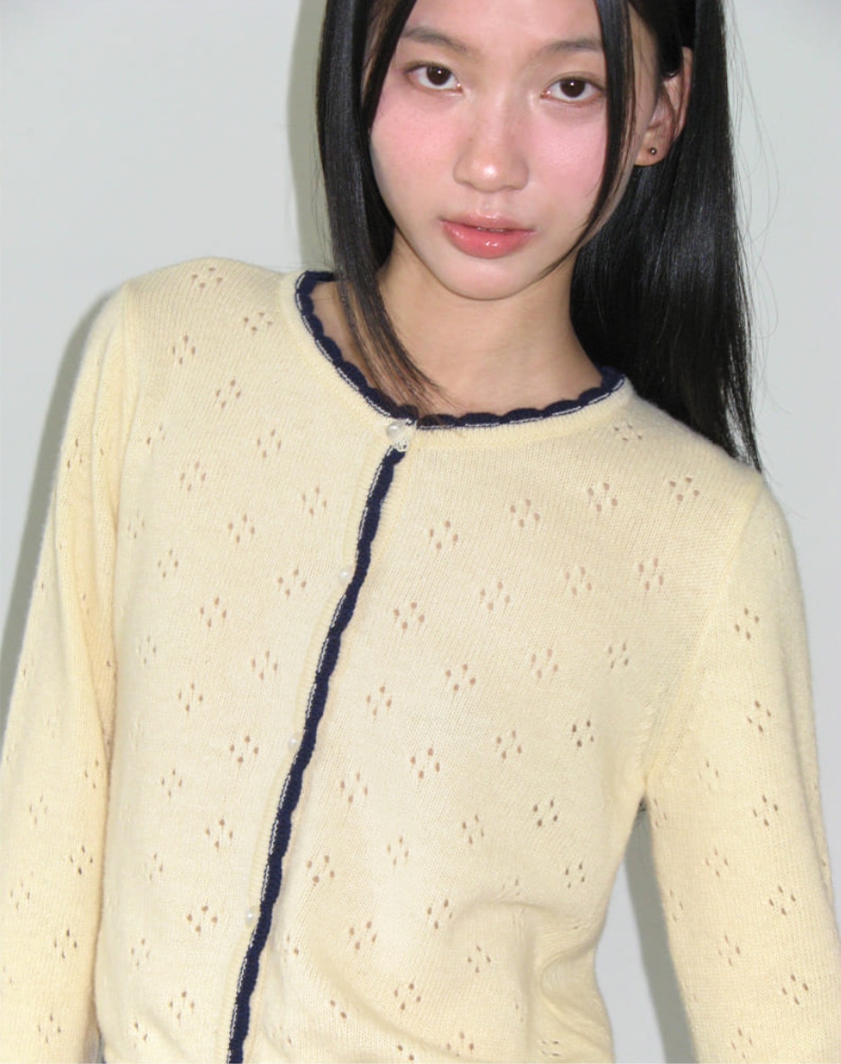HEART BUTTON SCOTCH KNIT CARDIGAN