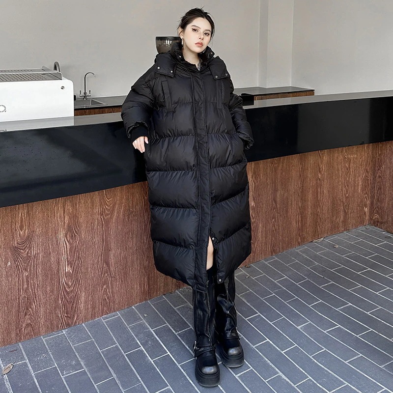 [急速出荷]ロングコートアウター レディース 個性的なデザイン おしゃれ フード付き ロングダウンコート