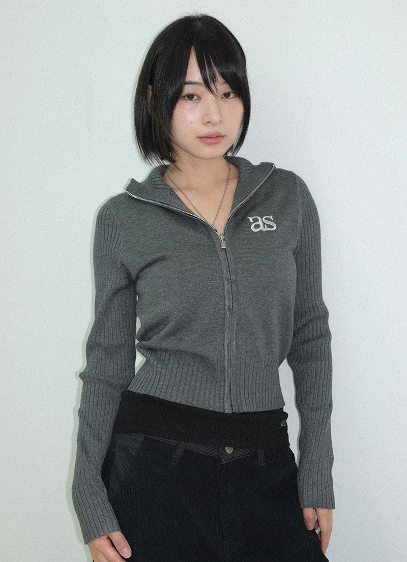 【AS"ON】 MARON KNIT ZIP-UP / CHARCOAL 正規品