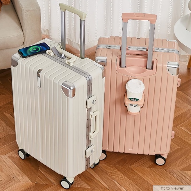 キャリーケース スーツケース 多機能カップホルダー付き USB充電可能 軽量 機内持ち込み ins人気