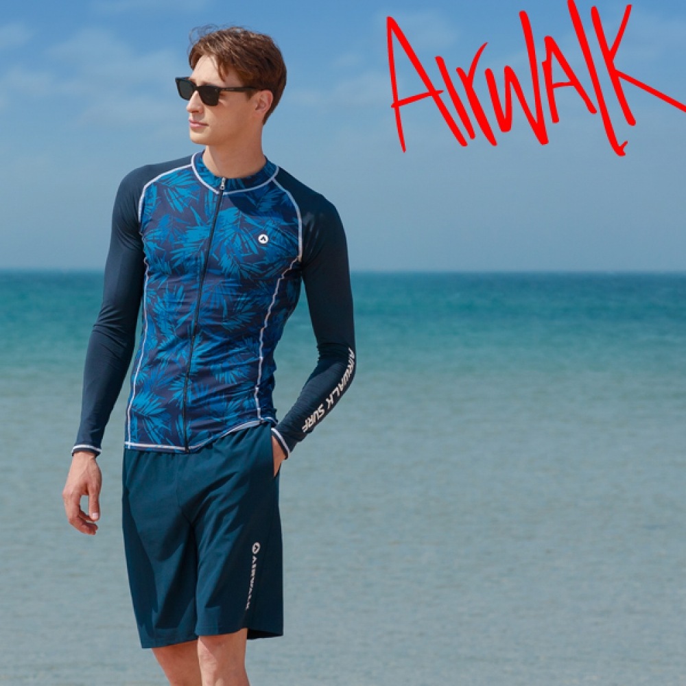 (エアワーク) エアワークサーフメンズラッシュガードセットジップアップ+トランク YAWE5048_NV+LAWE0912_NV