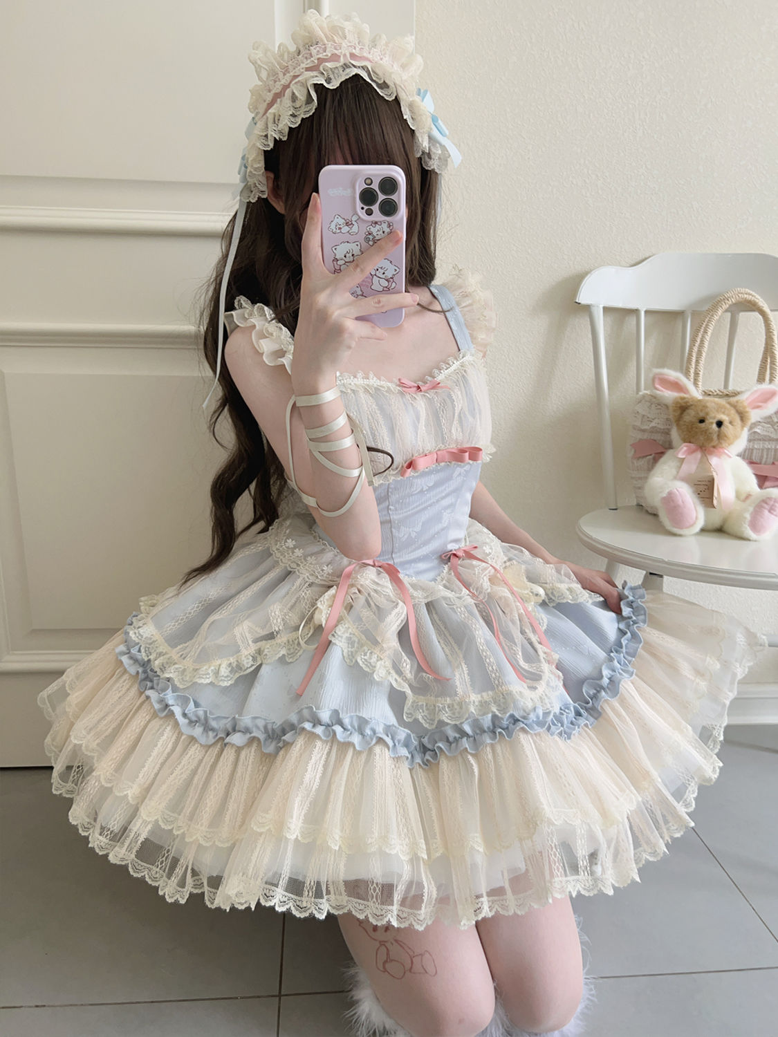 ロリータドレス 可愛い キャンパス風 コスプレ 二次元 バレエスタイルJSKホルタードレス