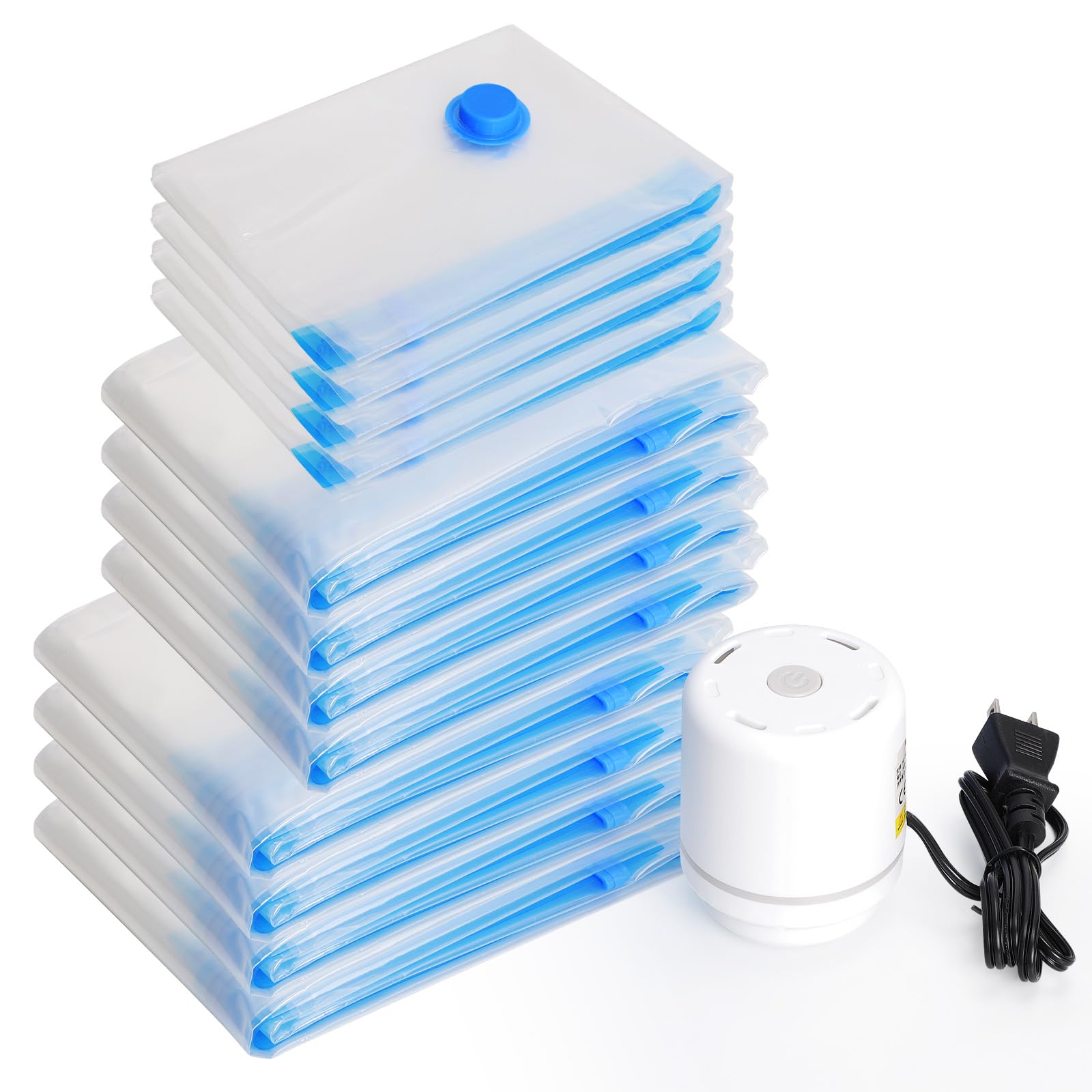 圧縮袋 あっしゅく袋 衣類圧縮袋 布団圧縮袋 12枚入 ふとん圧縮 真空パック 収納袋 小物収納 電動ポンプ付属 省スペース 防塵防湿 防虫防カビ 家庭用 引越し 旅行用 100*130cm(4枚)