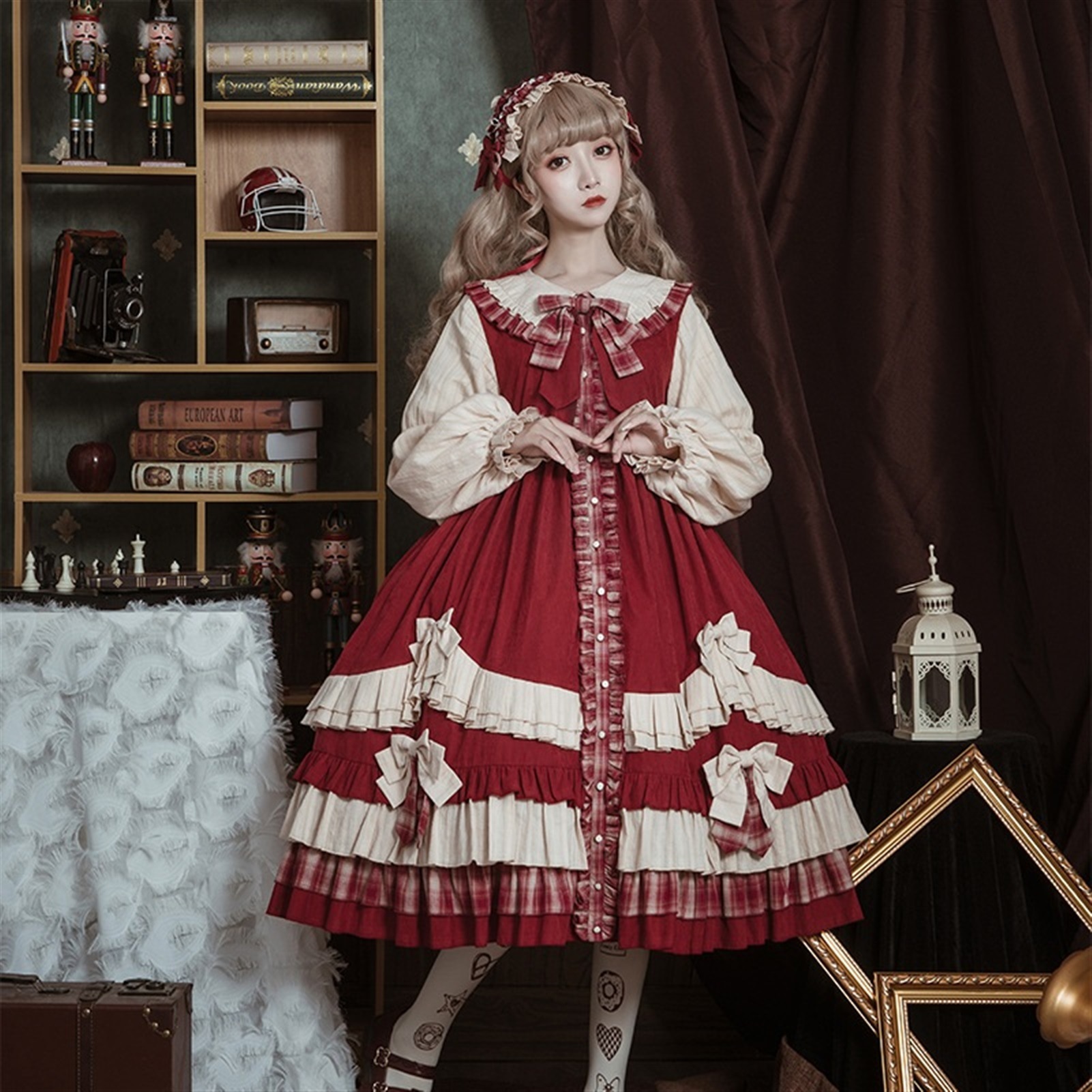 ロリータ ワンピース 春 長袖 洋服 コスプレ かわいい ガールズ リボン 蝶結び
