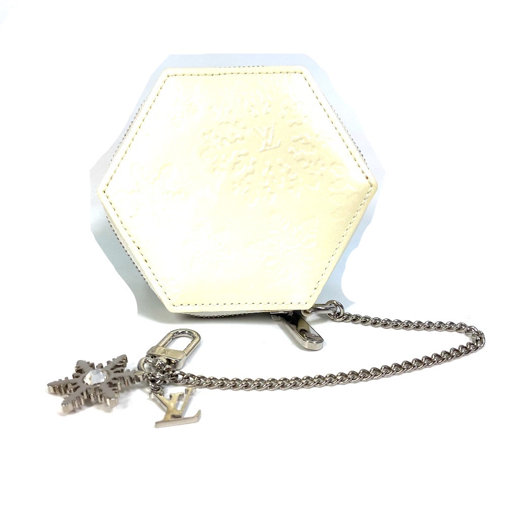 コインケース M58219 ポルトモネフロコン ヴェルニ キーチェーン付き 財布 小銭入れ パテントレザー ホワイト