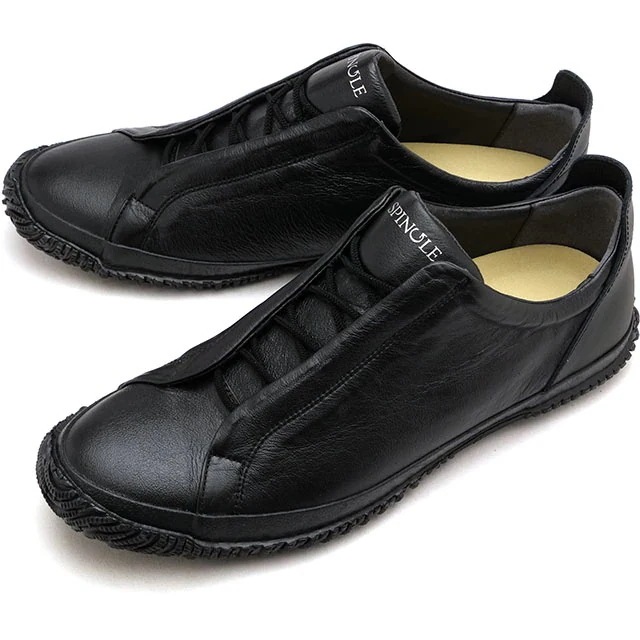 スニーカー [SP1048-05] SP-1048 メンズ・レディース 日本製 カンガルーレザー ゴムシューレース Black