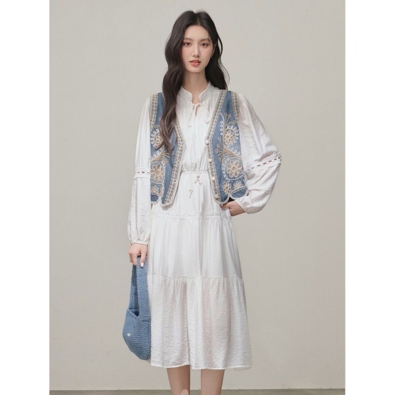 【急速出荷】送.料.無.料.減齢 秋 服セット 2点セット ベストスタンドカラー1点セット ワンピース