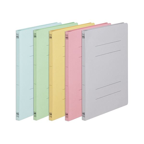 （まとめ）TANOSEE フラットファイル（ノンステープルタイプ）A4タテ 150枚収容 背幅18mm カラーミックス 5色 1セット（5冊：各色1冊）20セット