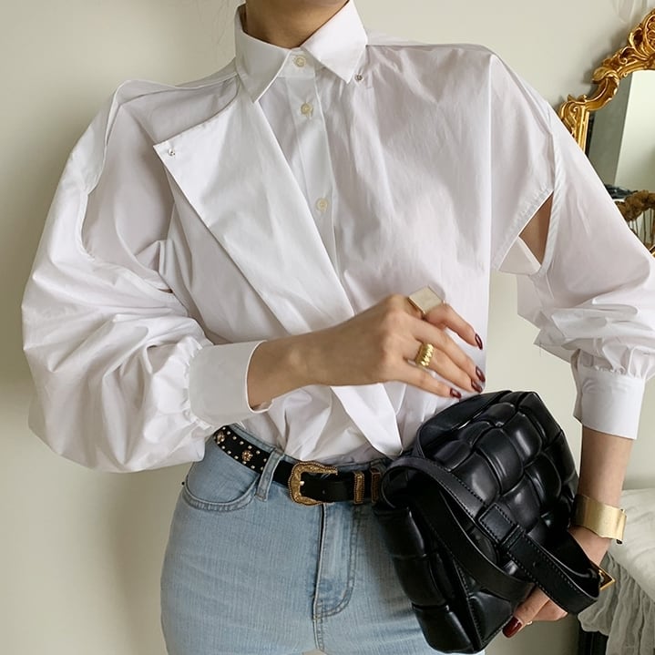 個性的 ワンピース シャツ ブラウス ショート ショート丈 袖あり アシンメトリー カットアウト かわいい 大人可愛い カジュアル 大人 おしゃれ お洒落 レトロ 大人可愛い 大人女子 wto0633