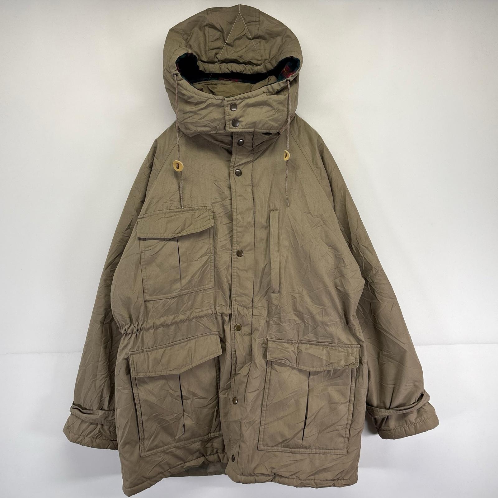 古着 ST JOHNS BAY ジャケット 中綿ジャケット 無地 ポケット フーディー 大きいサイズ アウター L ベージュ系 メンズ 5,214円