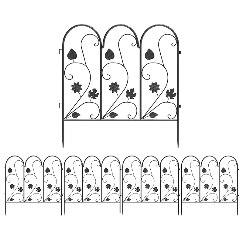【国内即発】Wisfor ガーデンフェンス アイアン 5枚セット 高さ50 連結 diy 屋外 刺すだけ シンプル 犬 ドックラン 外用フェンス ブラック 半円 おしゃれ 頑丈 花壇 庭の柵 縁取り