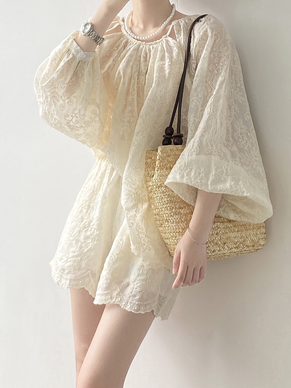 「YS良品」 夏 シルク 上下セット 天丝素材 刺繍 セットアップ ブラウス ショートパンツ レディース おしゃれ ファション メガ割