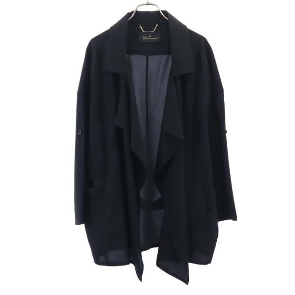 未使用 ドレープ ジャケット 38 ブラック 前開き 羽織 ロールアップ袖 レディース 8,352円