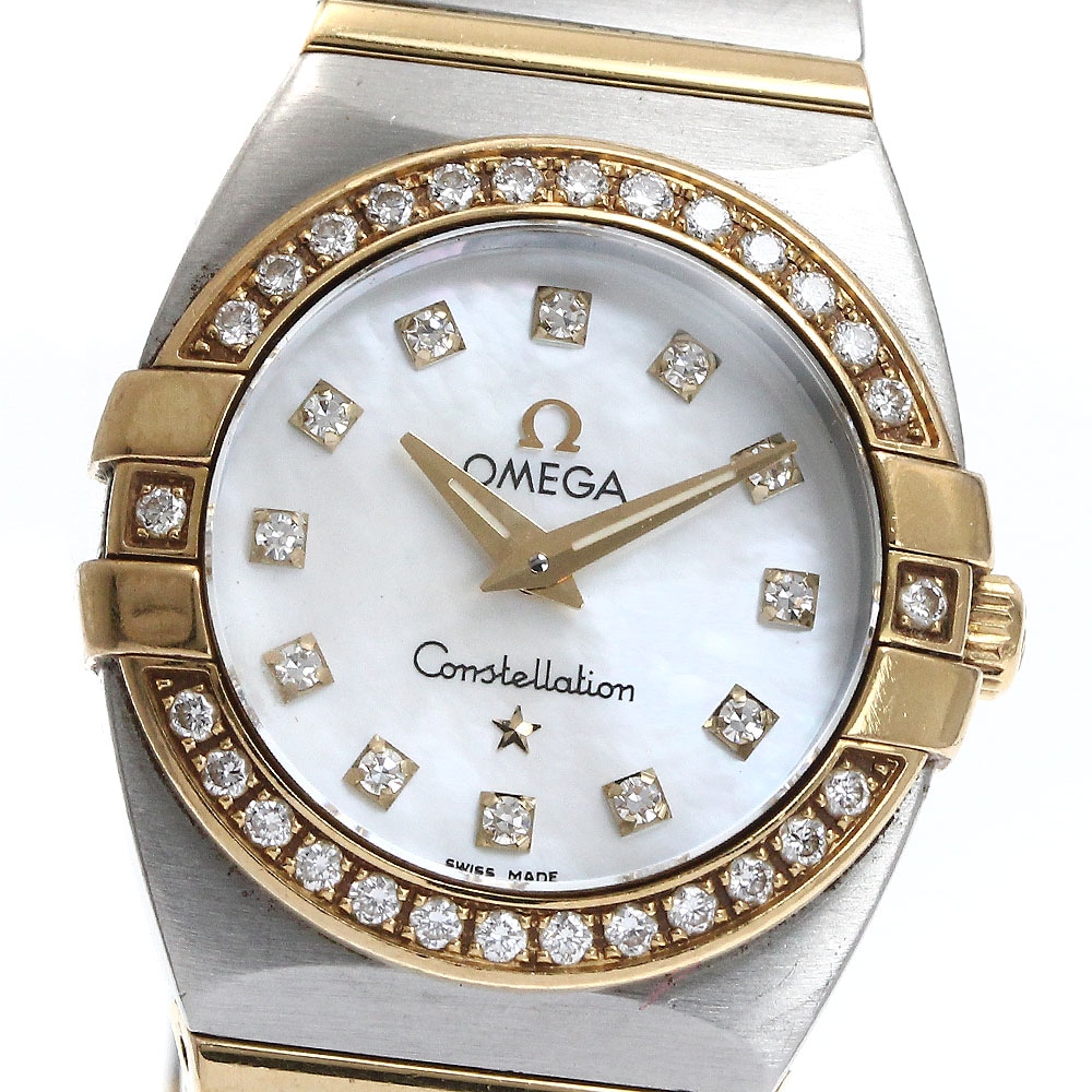 オメガ OMEGA 1389.75 コンステレーション ダブルイーグル ダイヤベゼル 12P フルバー クォーツ レディース 箱・保証書付き_875353【中古】