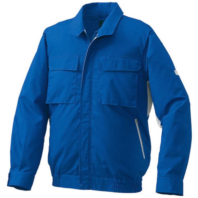 空調服　綿・ポリ混紡脇下マチ付き2 ウェアのみ ブルー×シルバー 3L　KU91910C04S5