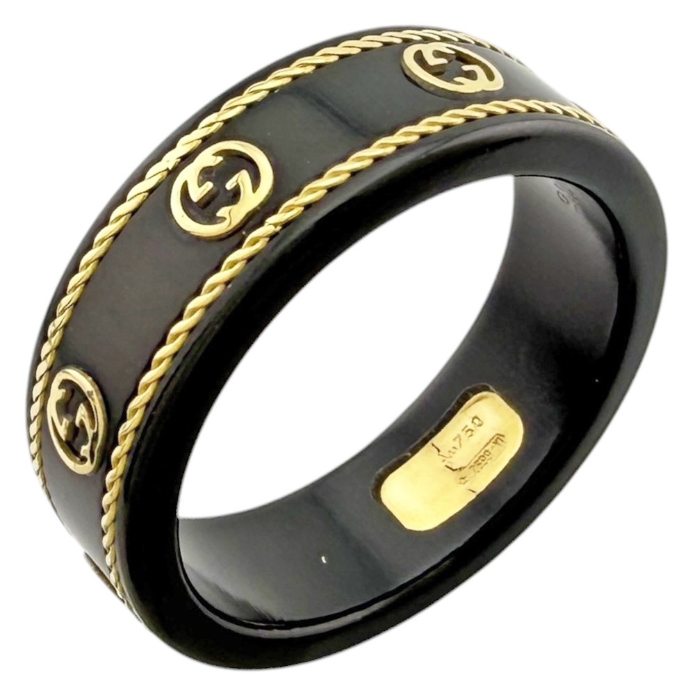 グッチ アイコン インターロッキング リング 指輪 17号 セラミック GUCCI 中古 美品