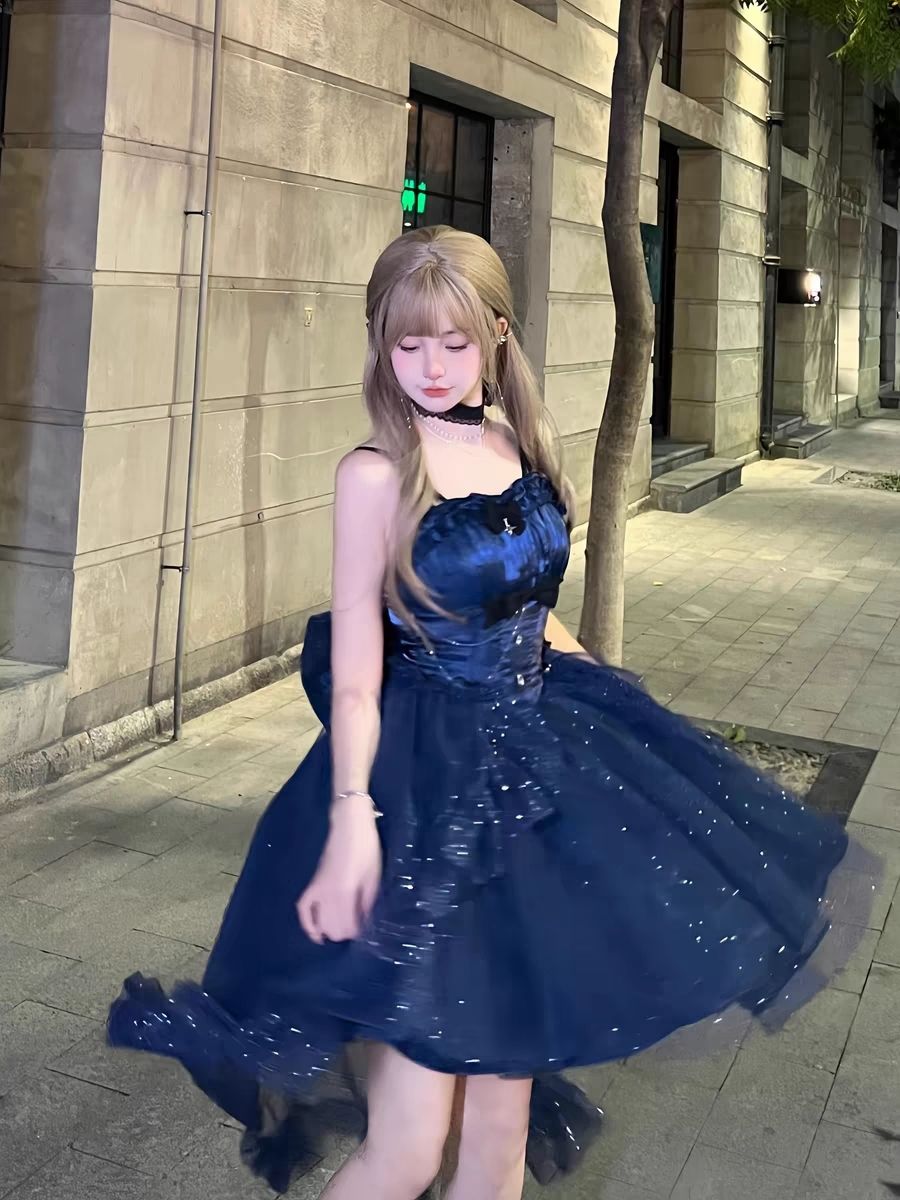 ポラリスドレスのフルセット星空キラキラプリンセスロリータドレス新鮮なショートスタイル