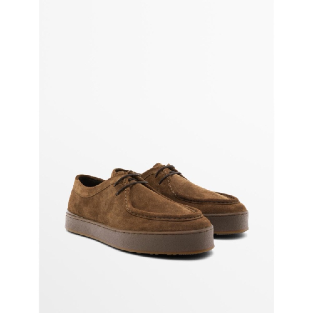 MASSIMO DUTTI レザーインステップステッチワイドソールシューズ