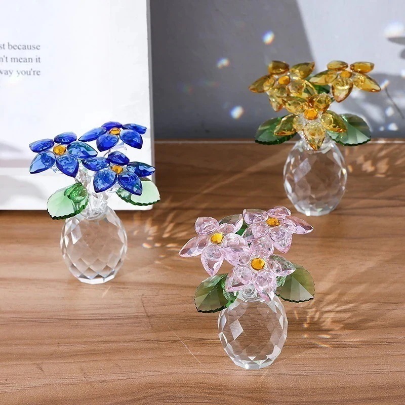 置物 飾り 花束クリスタルガラス 花 ギフト箱入りローズ3585