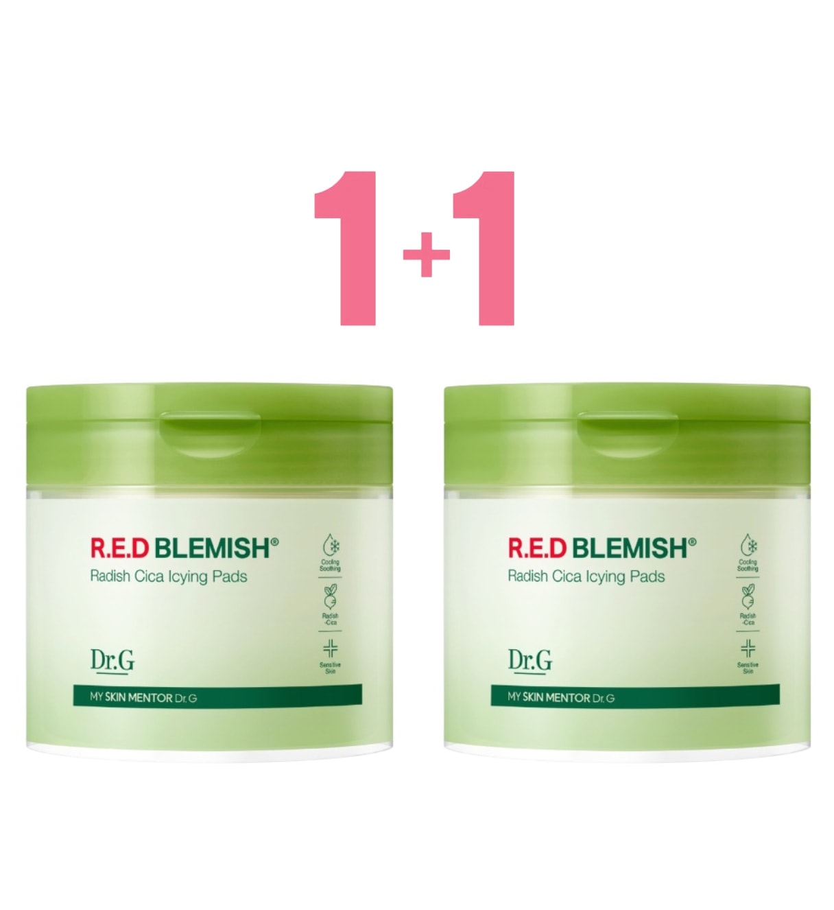 [1+1]レッド ブレミッシュ純無シカ アイシングパッド 60枚+ 60枚 熱感クーリング/クーリングパッド/水分ブースティング/鎮静パッド