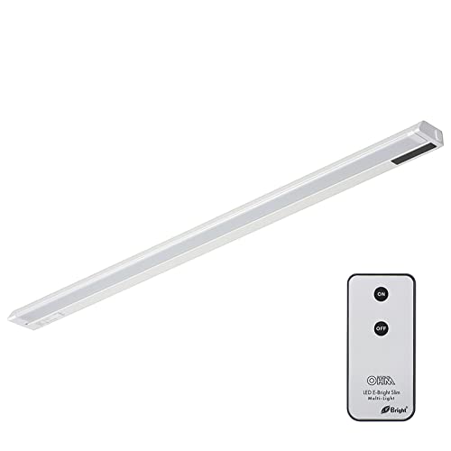 オーム(OHM) 電機 LEDイーブライトスリム多目的灯 コンセント式 リモコンタイプ 昼光色 14W 857mm バーライト スリムライト ニッチライト キッチンライト 棚下灯 LT-NLES14D