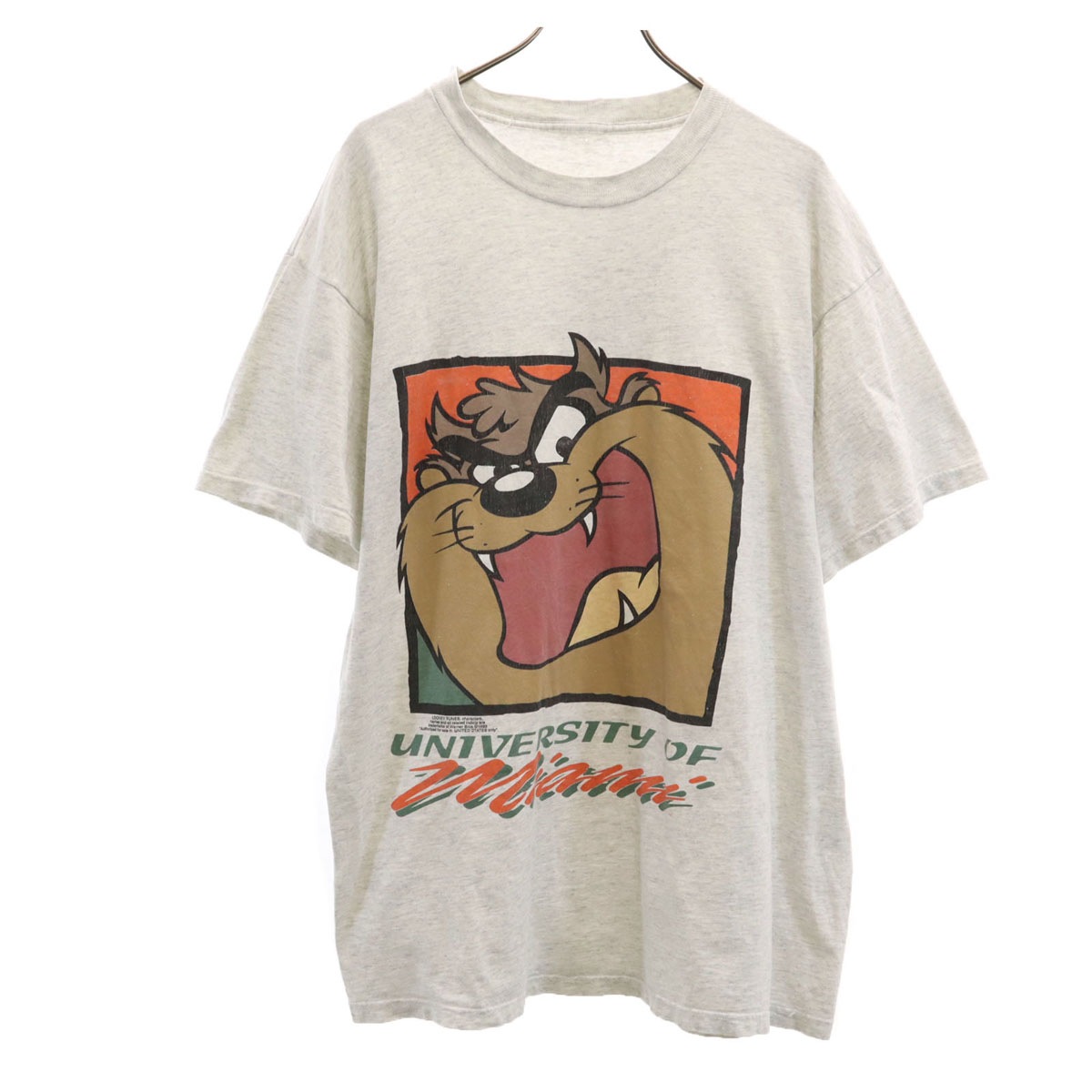 Warner Bros ワーナーブラザーズ 90s オールド ルーニーテューンズ タズマニアンデビル 半袖 Tシャツ グレー メンズ 古着
