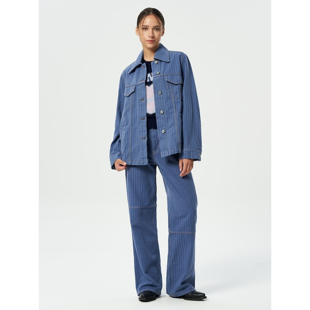 GANNI ストライプオーバーダイデニム Izey-カントリーブルー FW24-QN4521R08S