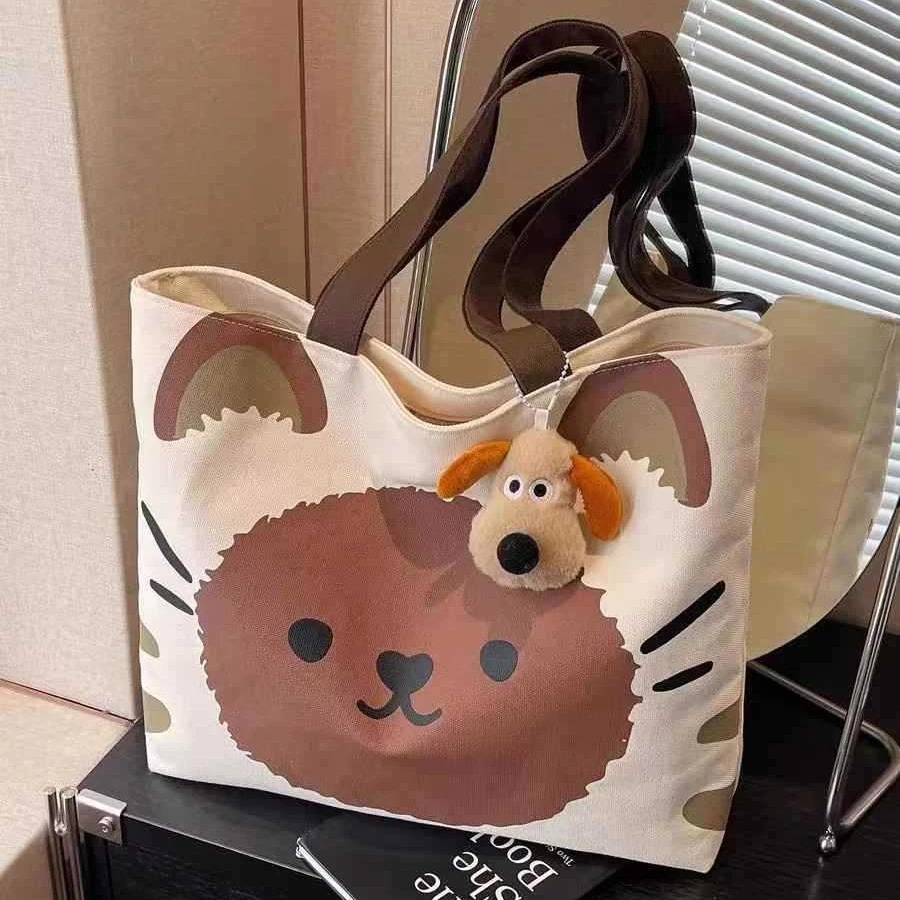 【20点セット】通勤カートゥーンinsワンショルダー大容量学生布袋トート学生授業キャンバス手提げ袋