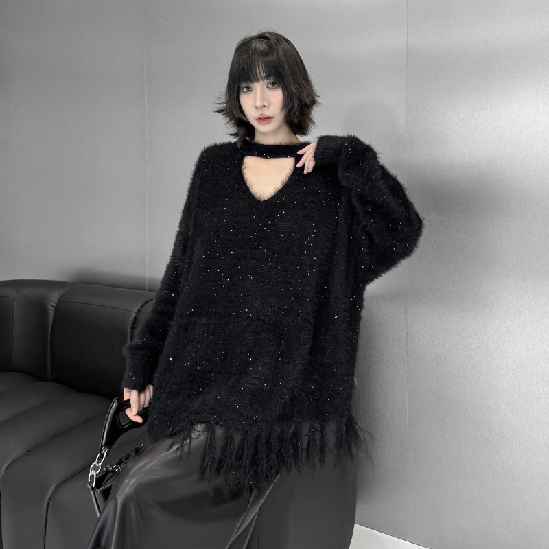 人気なリプニット 春 秋 ニット レディース 韓国ファッション アウター スパンコール 長袖 ニッ 6,071円