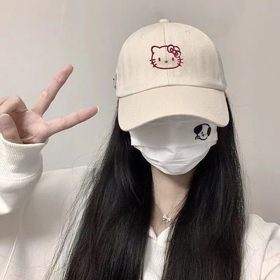 Qoo10] 超人気Kitty米白色鸭舌帽かわいい女子