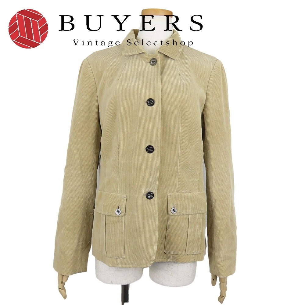 中古 テーラードジャケット 38 コーデュロイ ベージュ 裏地ノバチェック アパレル ジャケット レディース 女性