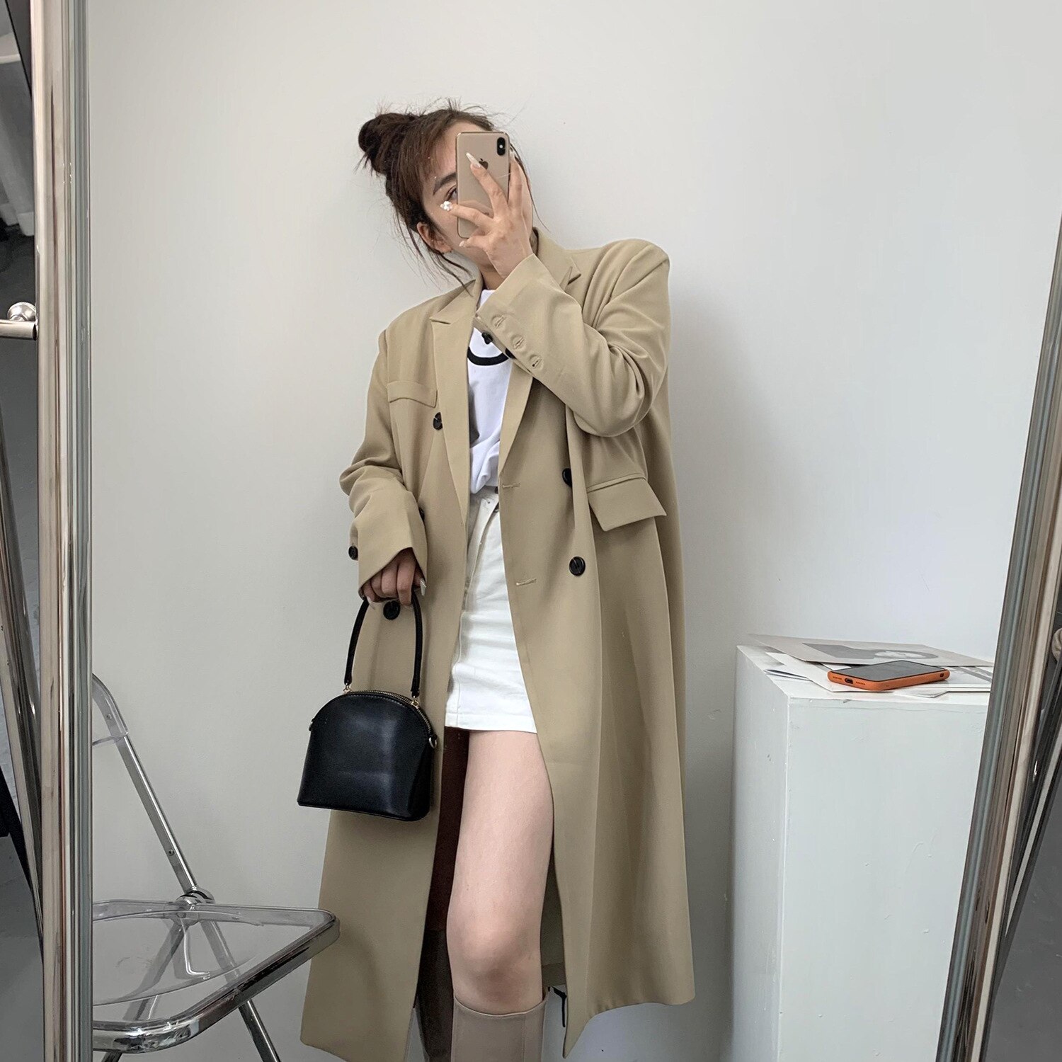 冬アウター秋アウター人気アウター2022春の新商品の気質韓国東大門長款ブレザーのコートの潮ins女韓版ウインドブレー秋ジャケット2022はボアで決まり 人気ボアアウターキルティングアウター