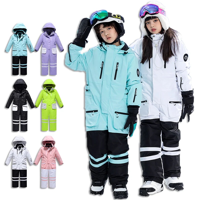 スノーボードウェア スノボウェア デニム つなぎ 子供用 キッズ 上下セット オールインワン スキーウェア スノボ 防水防寒