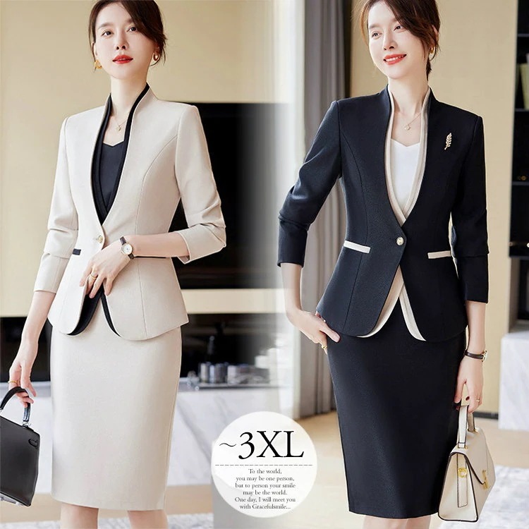 スカートスーツ ママスーツ スーツセット レディース 卒園式 卒業式 入園式 入学式 大きいサイズ お呼ばれ フォーマルスーツ パーティー 同窓会 30代 40代 50代 オフホワイト ブラック