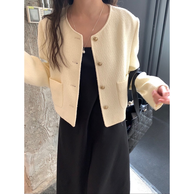 秋メタルバックルジャケット韓国風ショートスーツ女性a4308