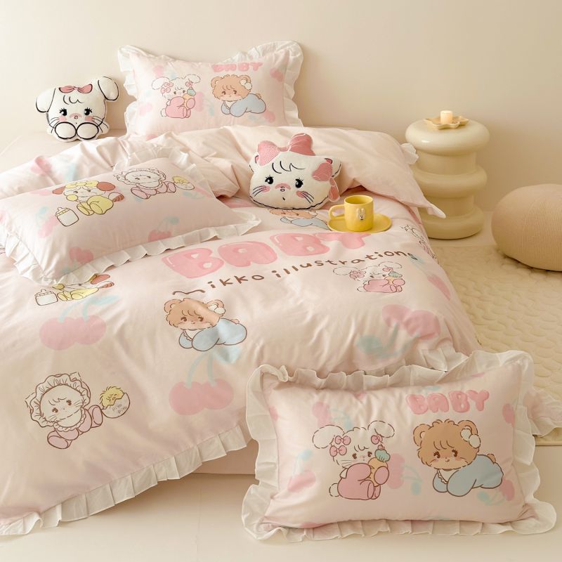 Mikko60本功サテン純綿レース3 4点セット高枝砕花少女かわいい寮ベッド用品