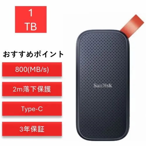 サンディスク ポータブルSSD1TB SDSSDE30-1T00-J27 SDSSDE30-1T00-J27