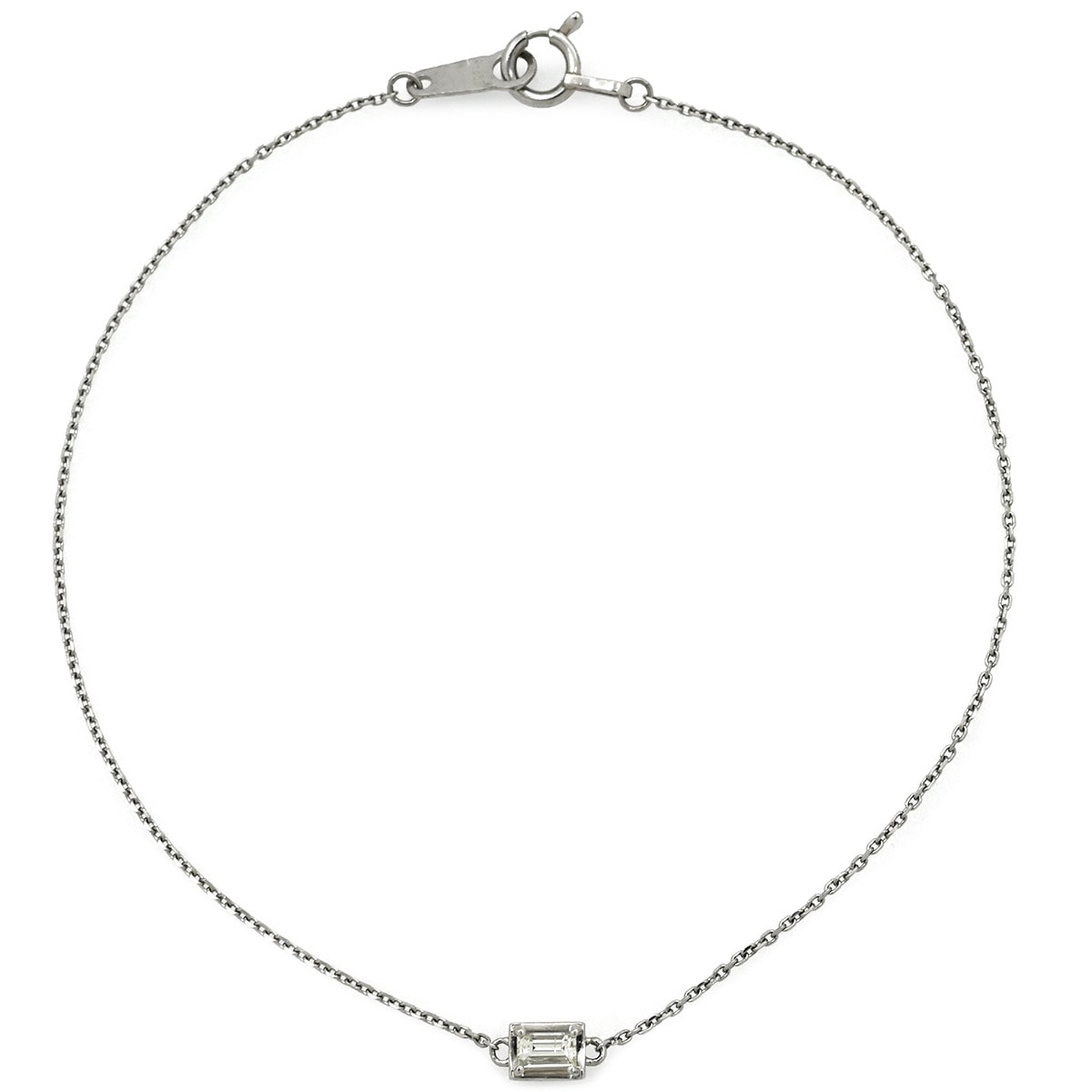 ブレスレット ダイヤ 0.10ct プラチナシルバー 1P 1粒 1石 バゲットカット プラチナ チェーン 【中古】