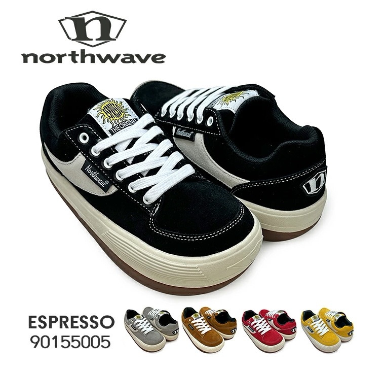 メンズ レディース エスプレッソ ESPRESSO スエード 90155005 ローカット　レースアップ 厚底　スニーカー シューズ ユニセックス ブラック レッド イエロー グレー ブラウン