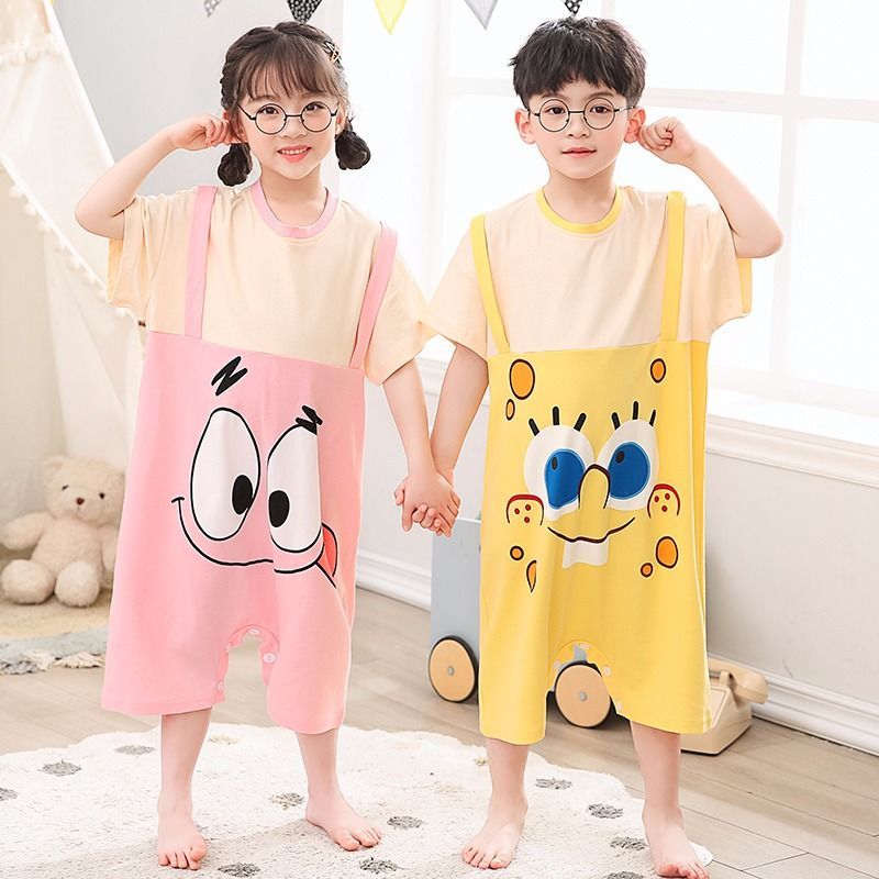 スポンジボブ スクエアパンツ 子供用 パジャマ 夏 純綿 薄手 半袖 男の子 女の子 かわいい パイスター ホーム服