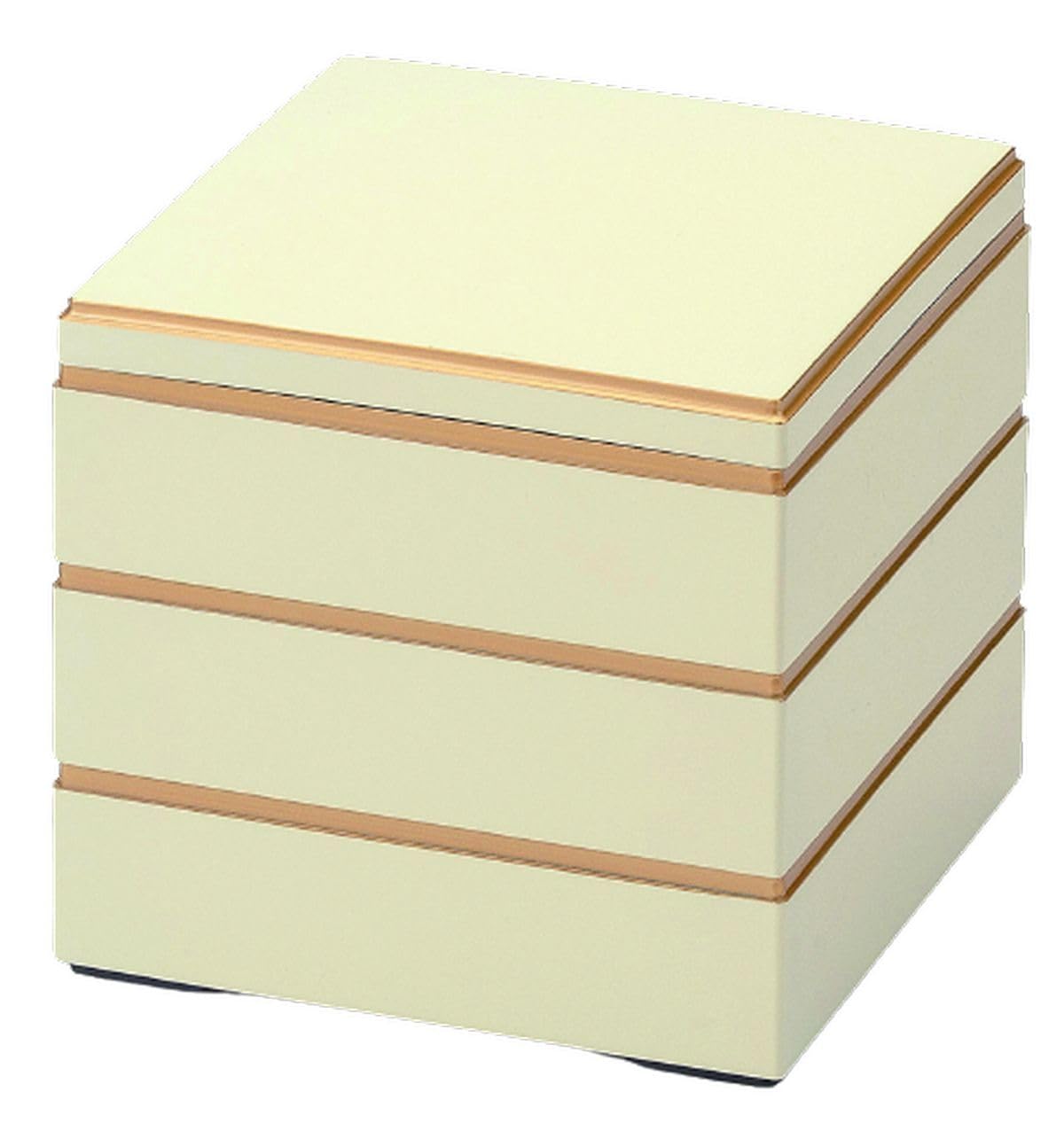 J-kitchens 行楽弁当箱 （ 弁当箱 ） 日本製 3段 浅型6.5寸 彩校倉 白渕金 19.4cm x 19.4cm x 16.0cm