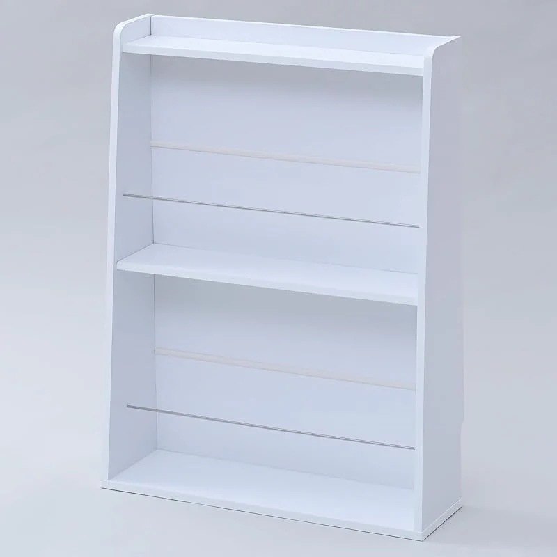 【即納】[山善] ラック マガジンラック ディスプレイラック 本棚 スリム 幅51.5×奥行16×高さ72cm 天板こぼれ止め 壁にぴったり 組立品 ホワイト CDM-7050(WH)