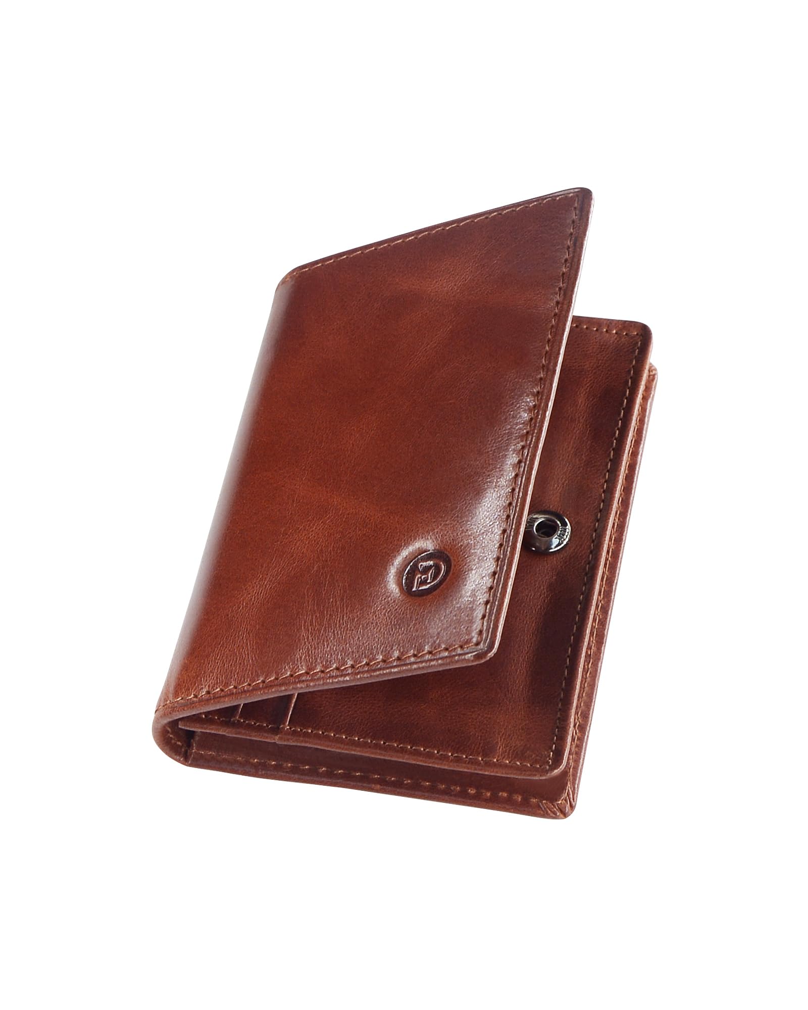 [Modiko] 名刺入れ メンズ 名刺ケース 本革 日本製 姫路レザー 大容量 60枚 6ポケット 角が折れない スナップボタン付き 取り出しやすい (ブラウン)