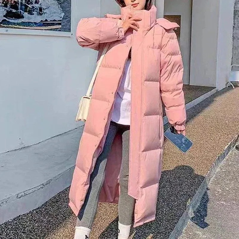 ダウンジャケットの女性のロングタイプは感の中でカップルの服のアヒルのベルベットコートの平湖ロットを厚くしていますアウターダウンジャケットコート