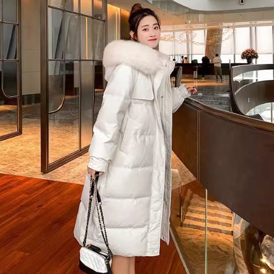 ダウンコート レディース アウター 羽織 ロングコート ロング丈 コート 長袖 防寒 防風 暖かい 冬 フード付き ファー ふわふわ シンプル ベーシック お出かけ おしゃれ ファッション