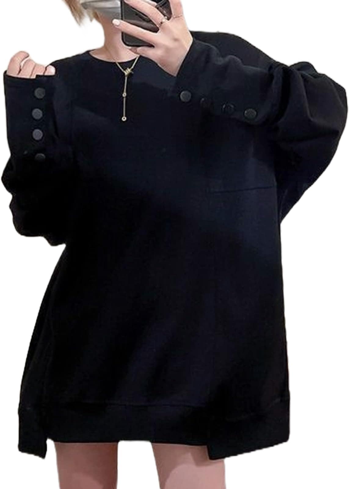 [J.STORE] トレーナー 無地 スウェット ゆったり 大きいサイズ 着痩せ 春 秋 プルオーバー トップス カジュアル 韓国 黒白 可愛い ふんわり 原宿 ゆったりルームウェア リラックス フィ 5,220円