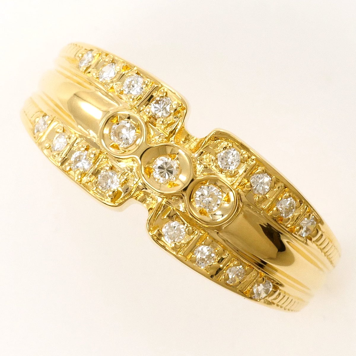 K18 18金 YG イエローゴールド リング・指輪 12.5号 ダイヤモンド 0.16ct 鑑別書 総重量約3.6g 中古